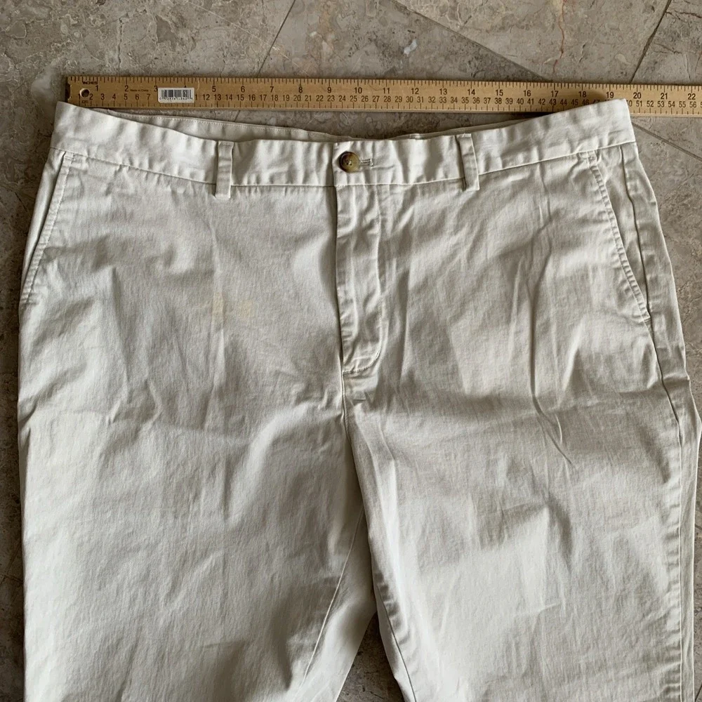 Vineyard Vines Breaker Pants Men's 40x32 Beige Straight Chino Flat Front Stretch